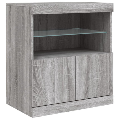Sideboard with LED Lights Grey Sonoma 60x37x67 cm