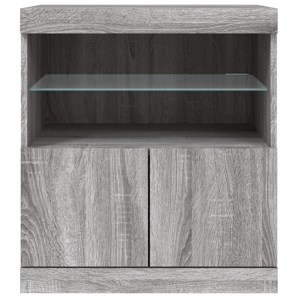 Sideboard with LED Lights Grey Sonoma 60x37x67 cm
