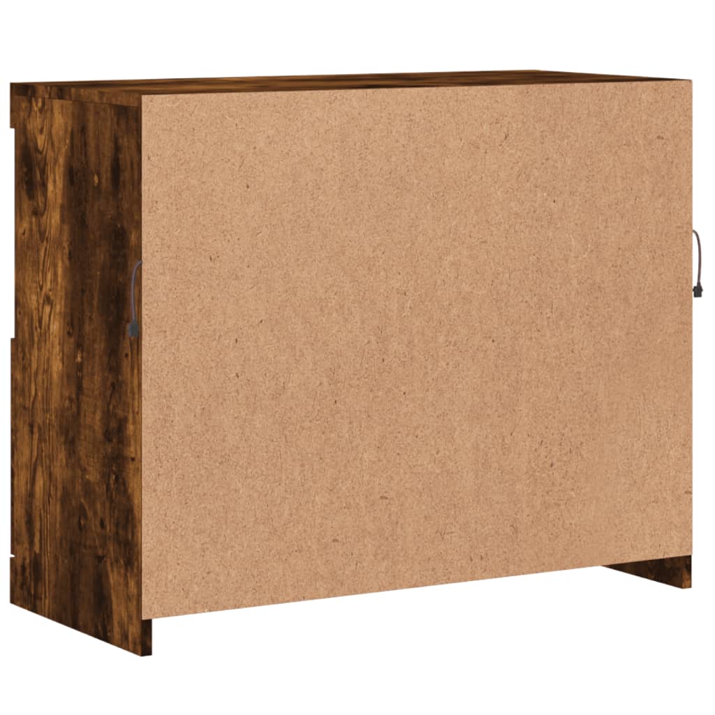 Sideboard with LED Lights Smoked Oak 81x37x67 cm