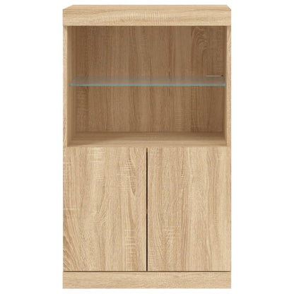 Sideboard with LED Lights Sonoma Oak 60,5x37x100 cm