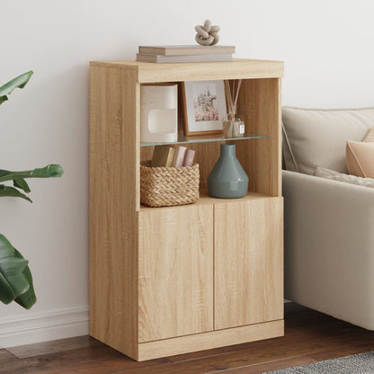 Sideboard with LED Lights Sonoma Oak 60,5x37x100 cm