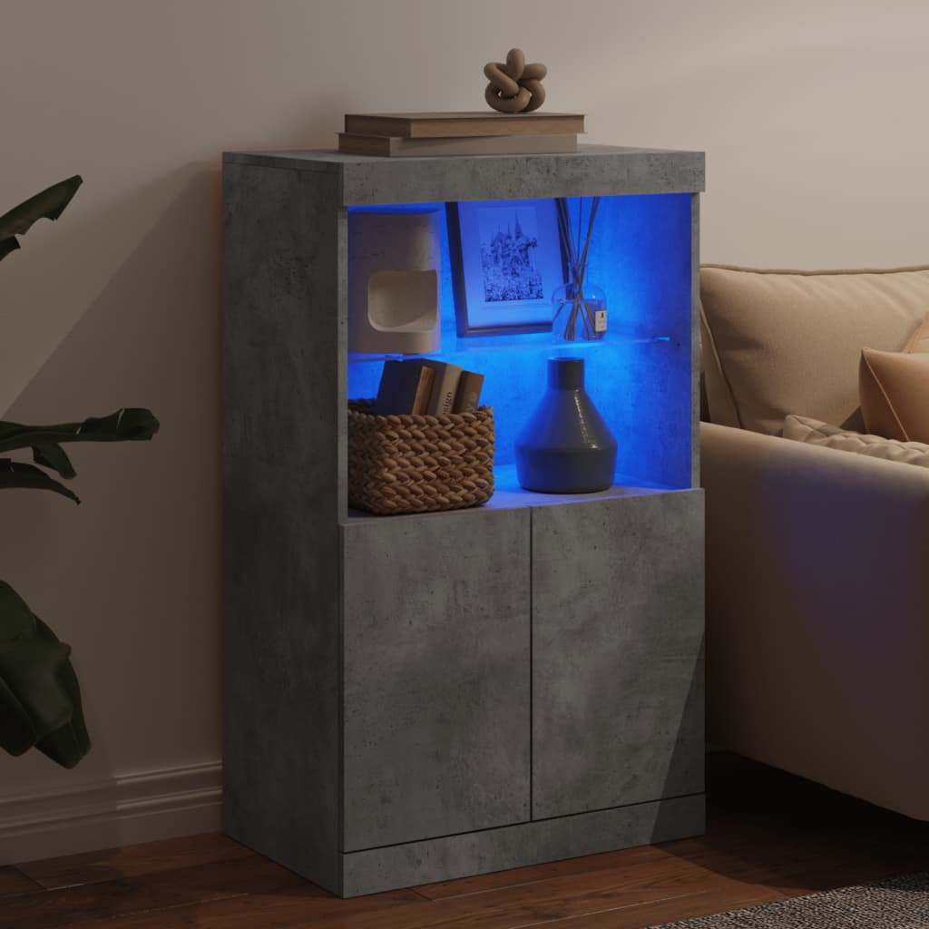 Sideboard with LED Lights Concrete Grey 60,5x37x100 cm