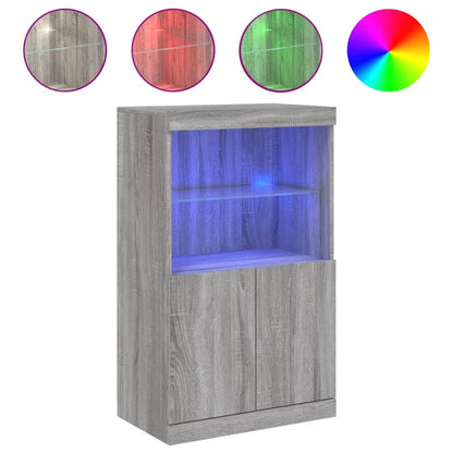 Sideboard with LED Lights Grey Sonoma 60,5x37x100 cm