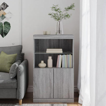 Sideboard with LED Lights Grey Sonoma 60,5x37x100 cm