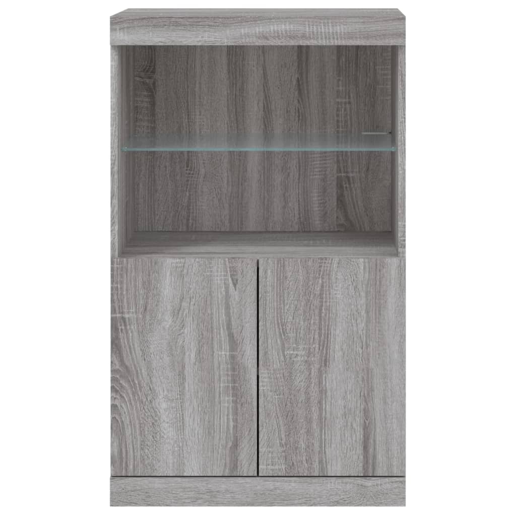 Sideboard with LED Lights Grey Sonoma 60,5x37x100 cm
