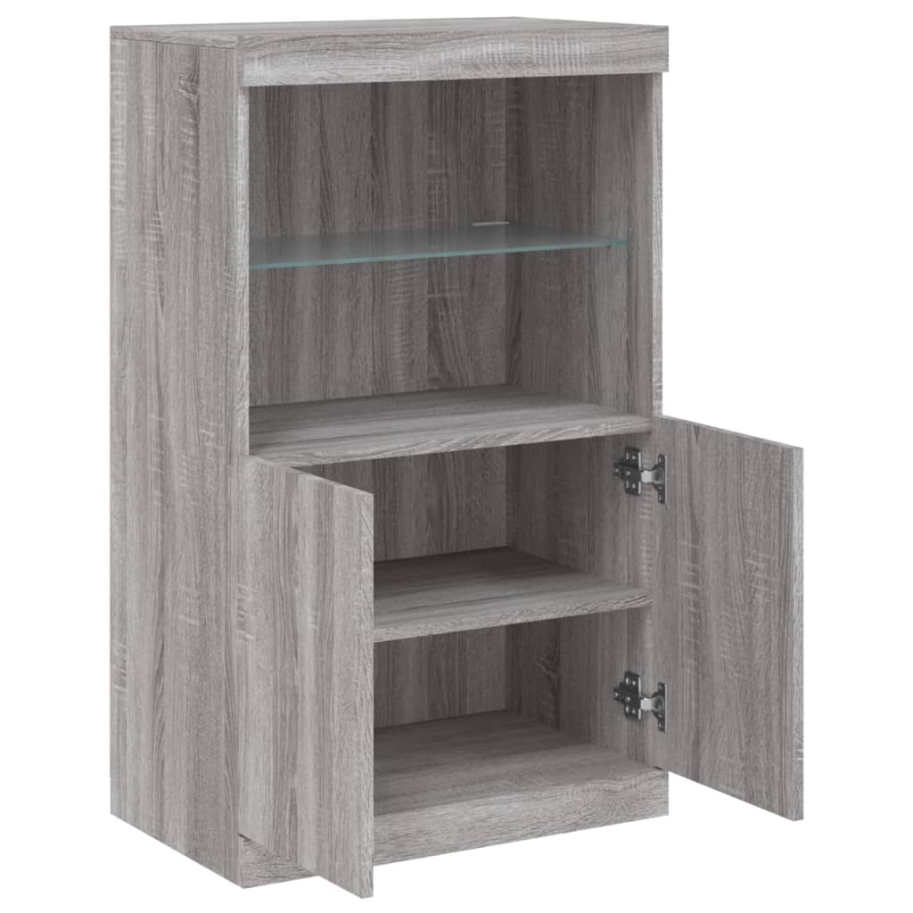 Sideboard with LED Lights Grey Sonoma 60,5x37x100 cm
