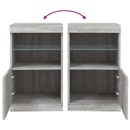 Sideboard with LED Lights Grey Sonoma 41x37x67 cm