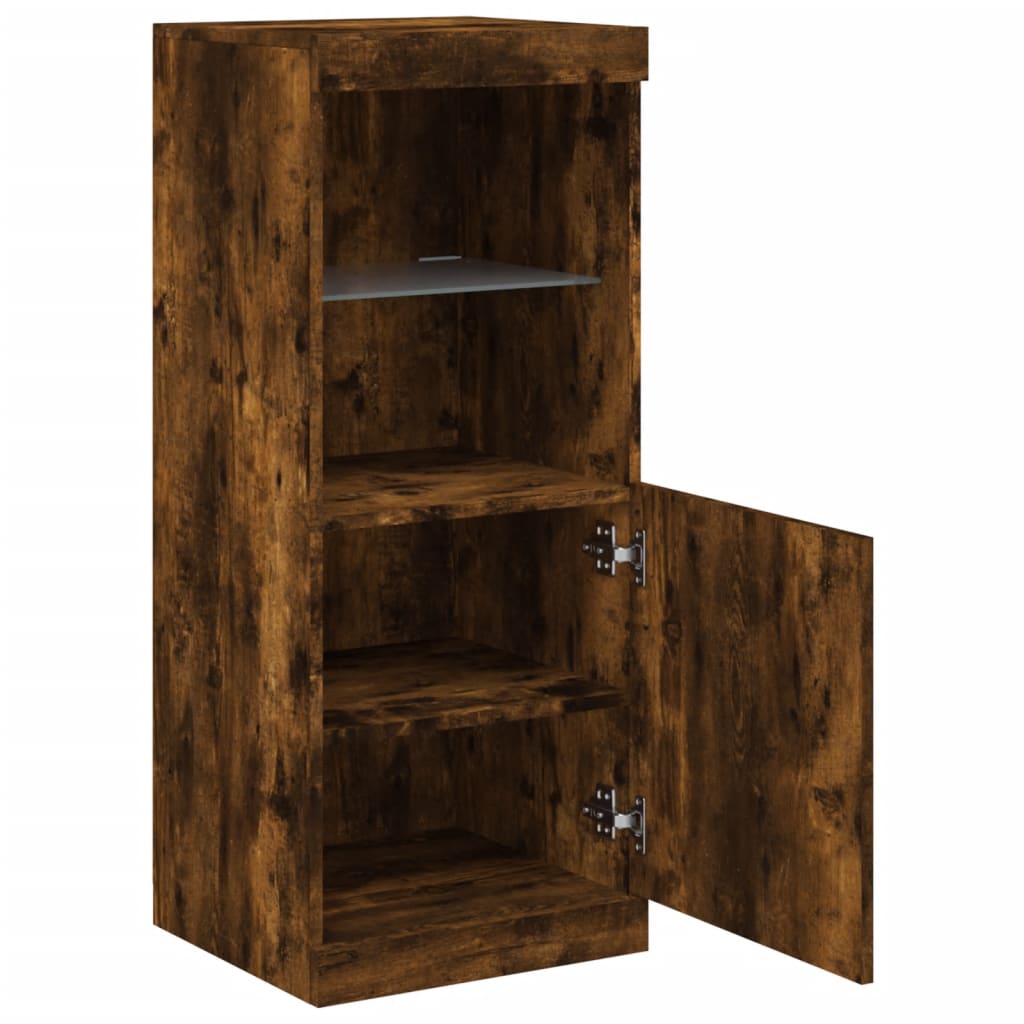 Sideboard with LED Lights Smoked Oak 41x37x100 cm