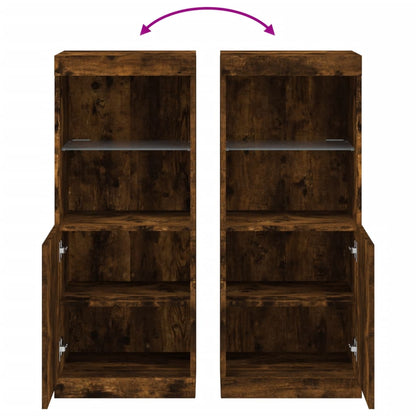 Sideboard with LED Lights Smoked Oak 41x37x100 cm