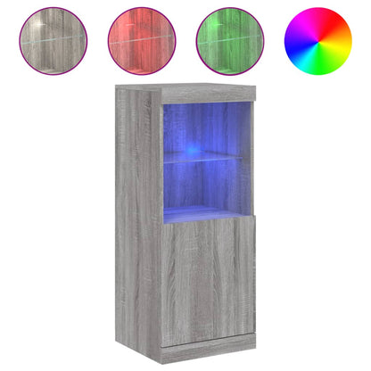 Sideboard with LED Lights Grey Sonoma 41x37x100 cm