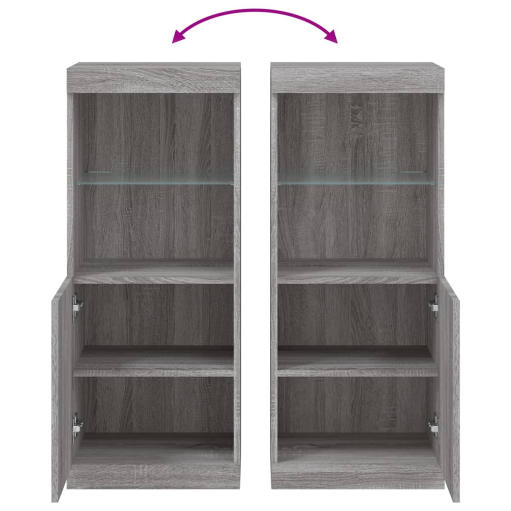 Sideboard with LED Lights Grey Sonoma 41x37x100 cm