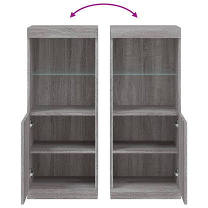 Sideboard with LED Lights Grey Sonoma 41x37x100 cm