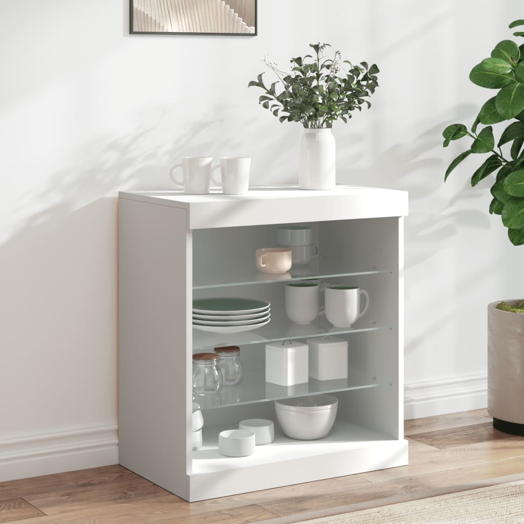 Sideboard with LED Lights White 60,5x37x67 cm