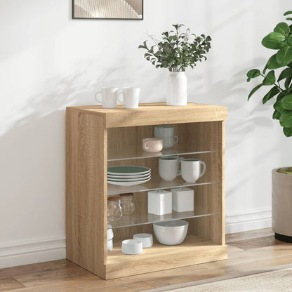 Sideboard with LED Lights Sonoma Oak 60,5x37x67 cm