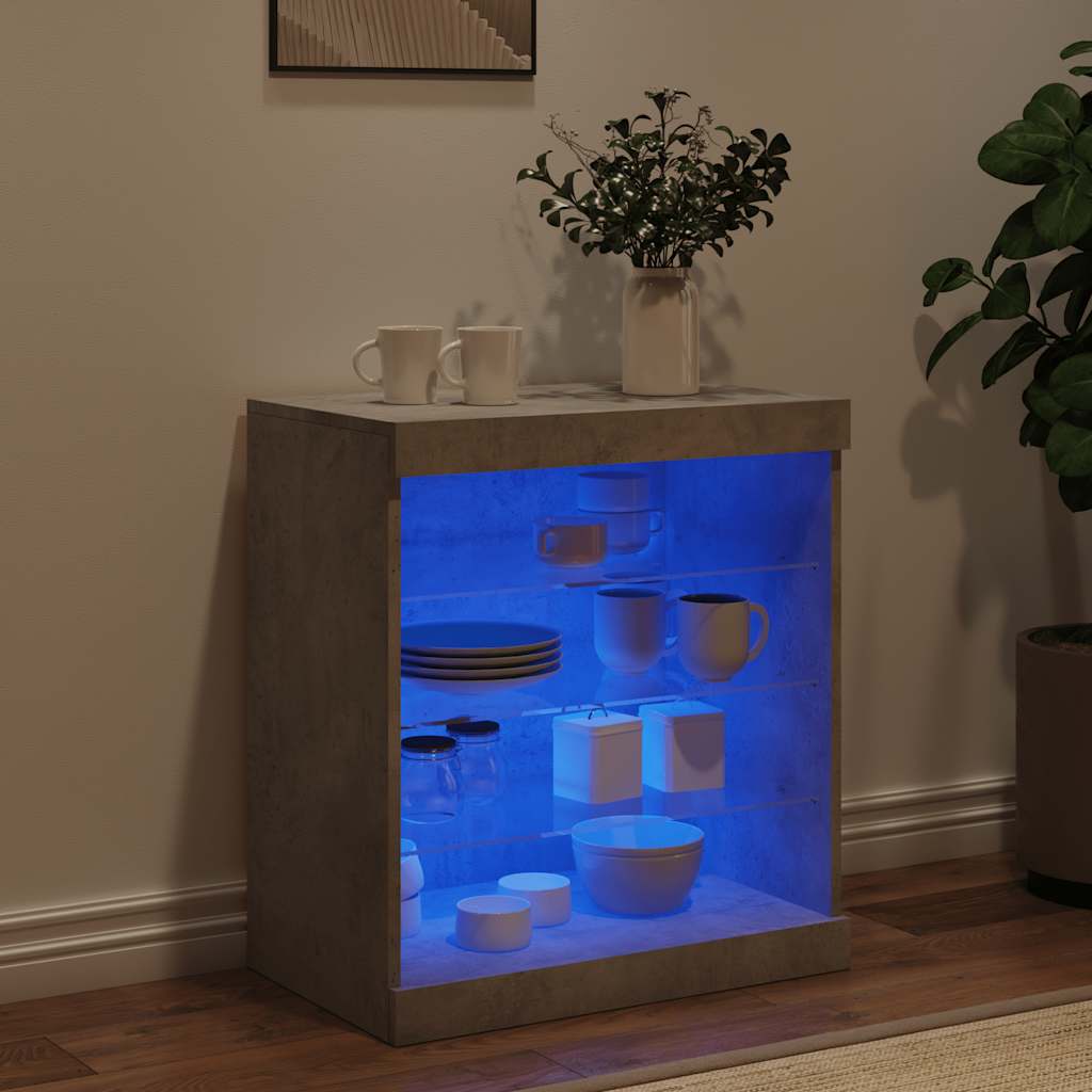 Sideboard with LED Lights Concrete Grey 60.5x37x67 cm