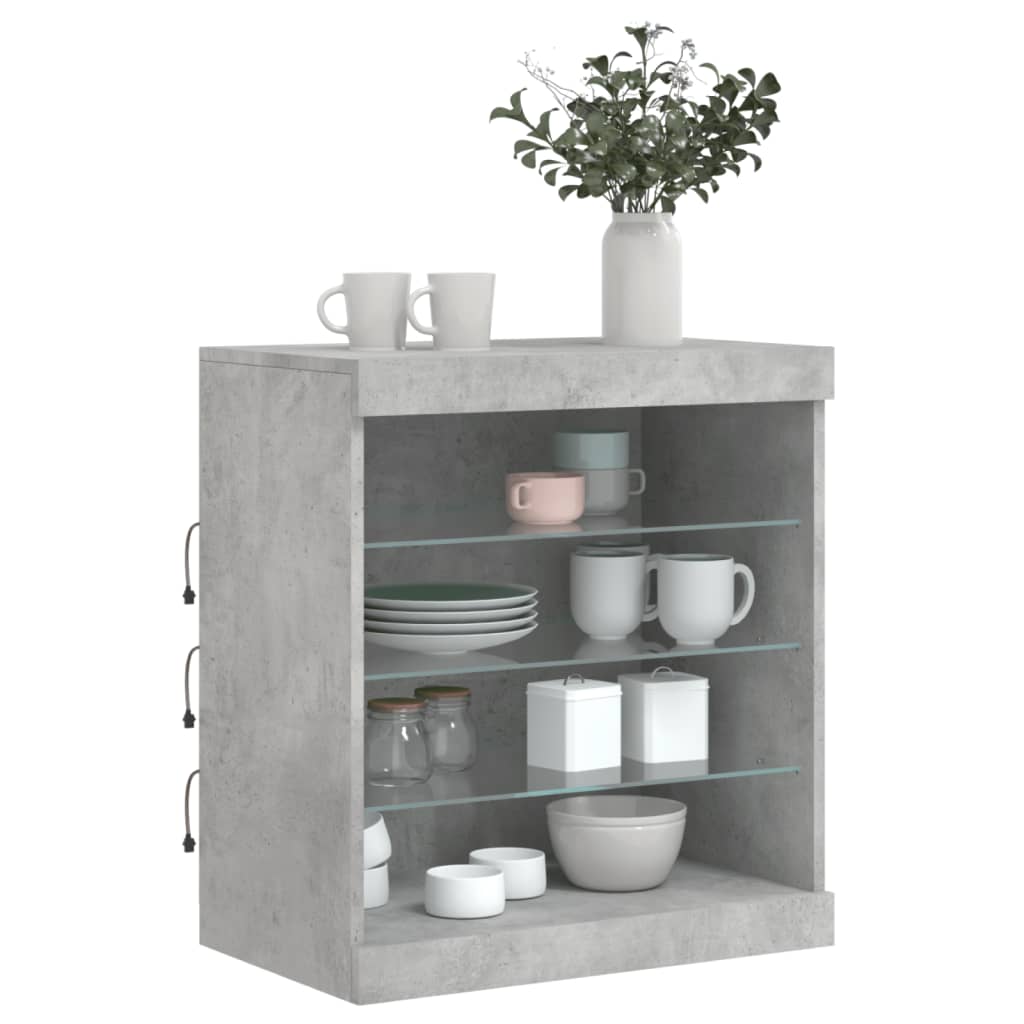 Sideboard with LED Lights Concrete Grey 60.5x37x67 cm
