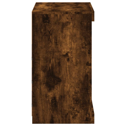 Sideboard with LED Lights Smoked Oak 60.5x37x67 cm