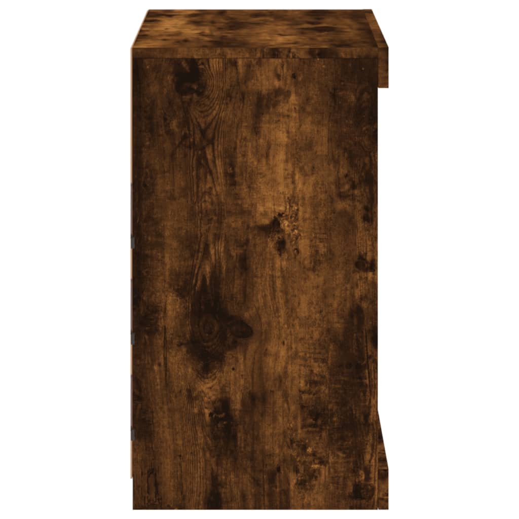 Sideboard with LED Lights Smoked Oak 60,5x37x67 cm