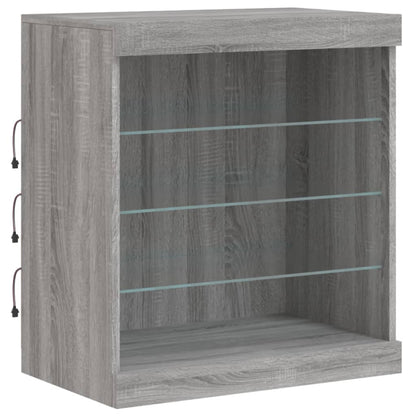 Sideboard with LED Lights Grey Sonoma 60.5x37x67 cm