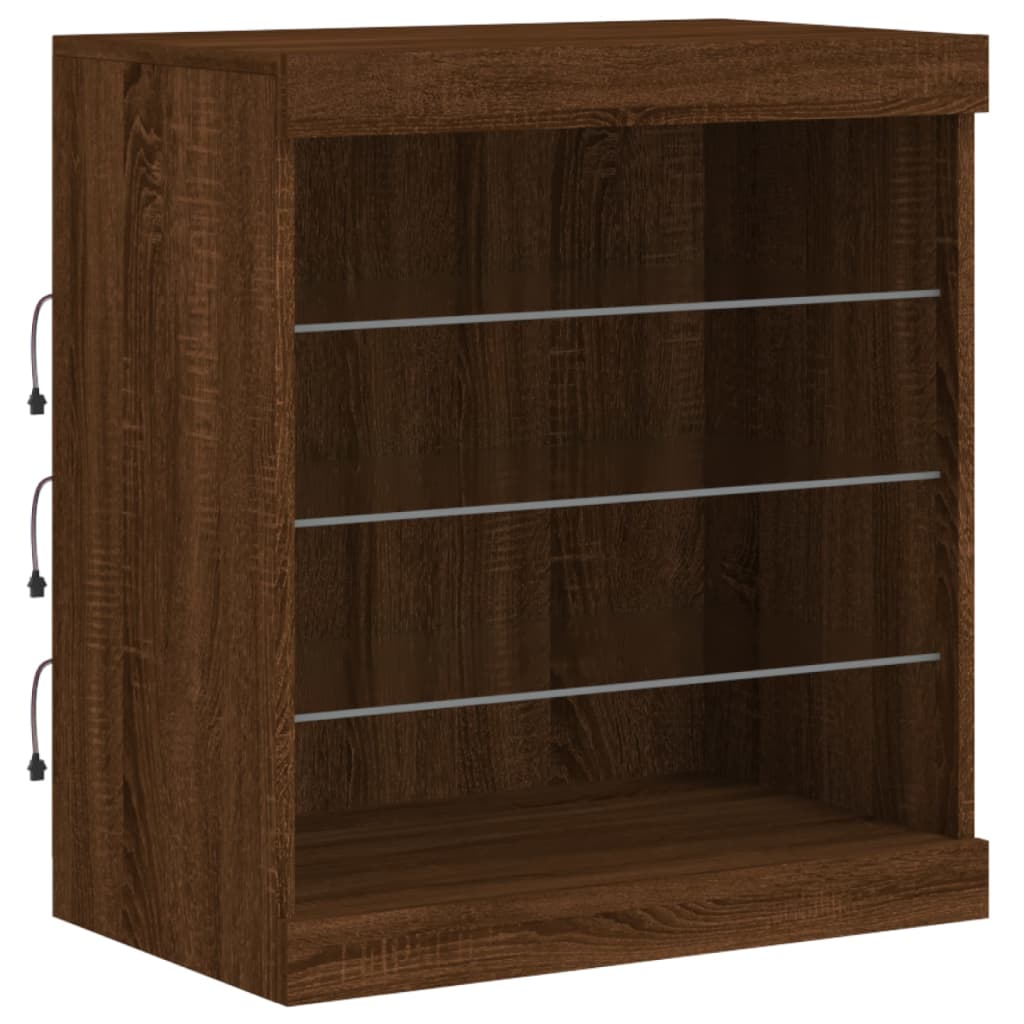 Sideboard with LED Lights Brown Oak 60.5x37x67 cm