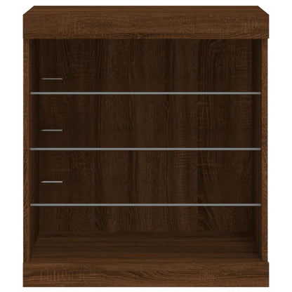 Sideboard with LED Lights Brown Oak 60.5x37x67 cm