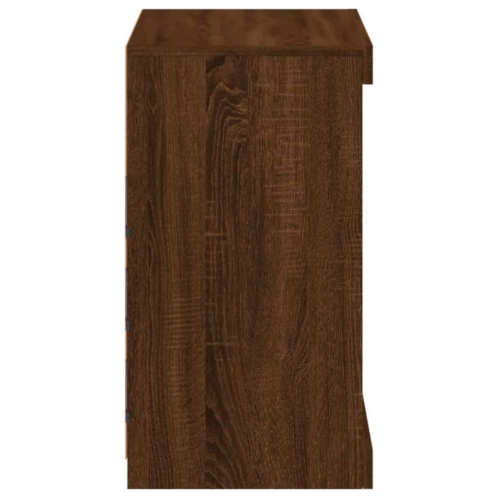 Sideboard with LED Lights Brown Oak 60.5x37x67 cm