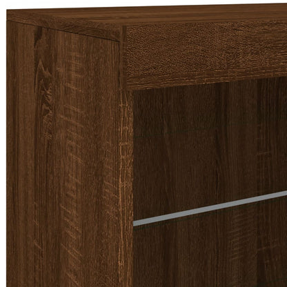 Sideboard with LED Lights Brown Oak 60,5x37x67 cm