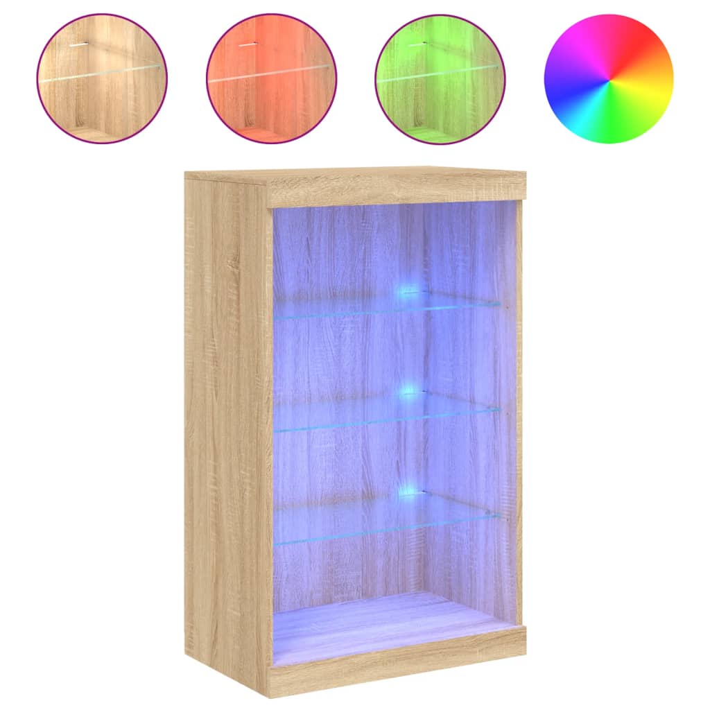 Sideboard with LED Lights Sonoma Oak 60,5x37x100 cm