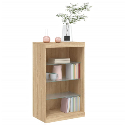 Sideboard with LED Lights Sonoma Oak 60,5x37x100 cm