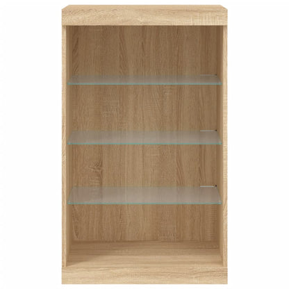Sideboard with LED Lights Sonoma Oak 60,5x37x100 cm