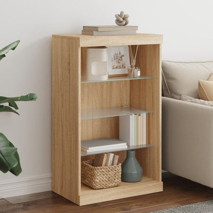 Sideboard with LED Lights Sonoma Oak 60,5x37x100 cm