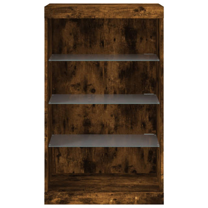 Sideboard with LED Lights Smoked Oak 60.5x37x100 cm