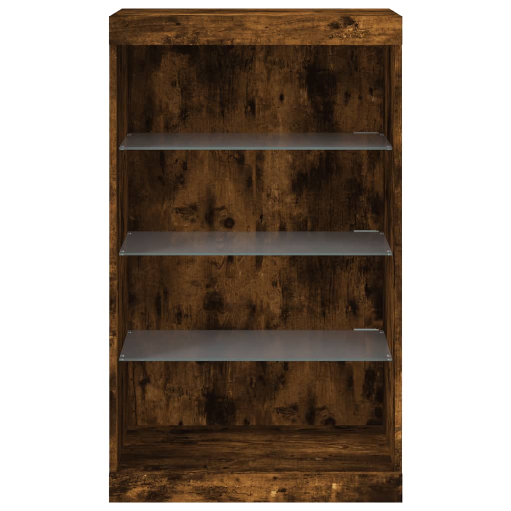 Sideboard with LED Lights Smoked Oak 60.5x37x100 cm