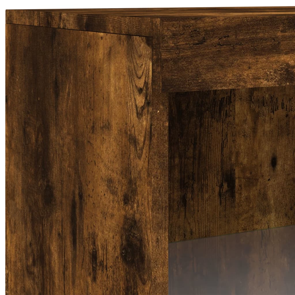 Sideboard with LED Lights Smoked Oak 60,5x37x100 cm