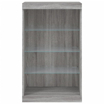 Sideboard with LED Lights Grey Sonoma 60.5x37x100 cm
