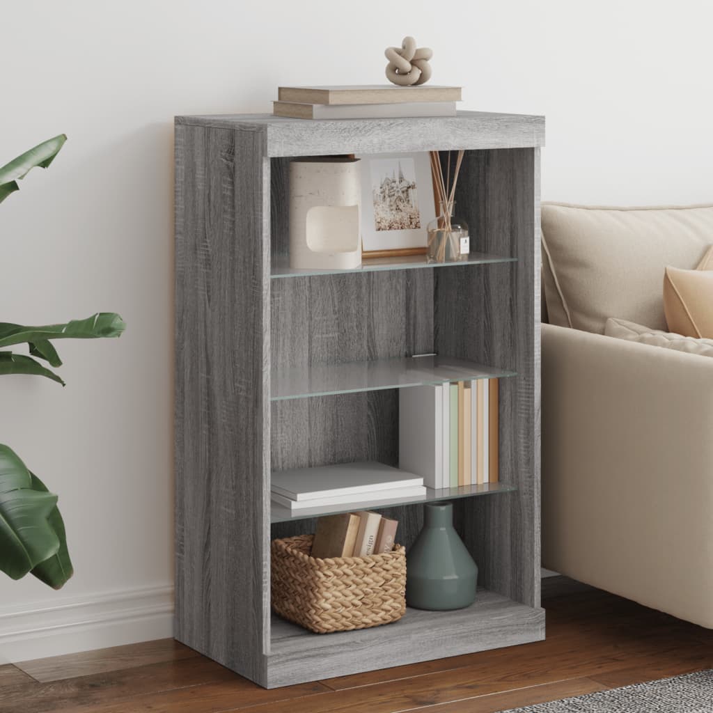 Sideboard with LED Lights Grey Sonoma 60.5x37x100 cm