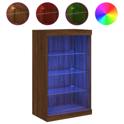 Sideboard with LED Lights Brown Oak 60,5x37x100 cm