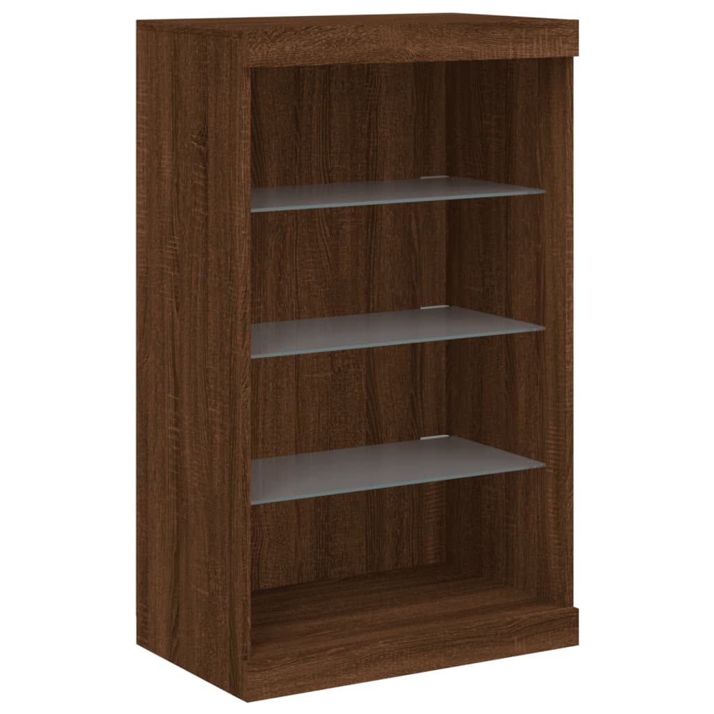 Sideboard with LED Lights Brown Oak 60,5x37x100 cm