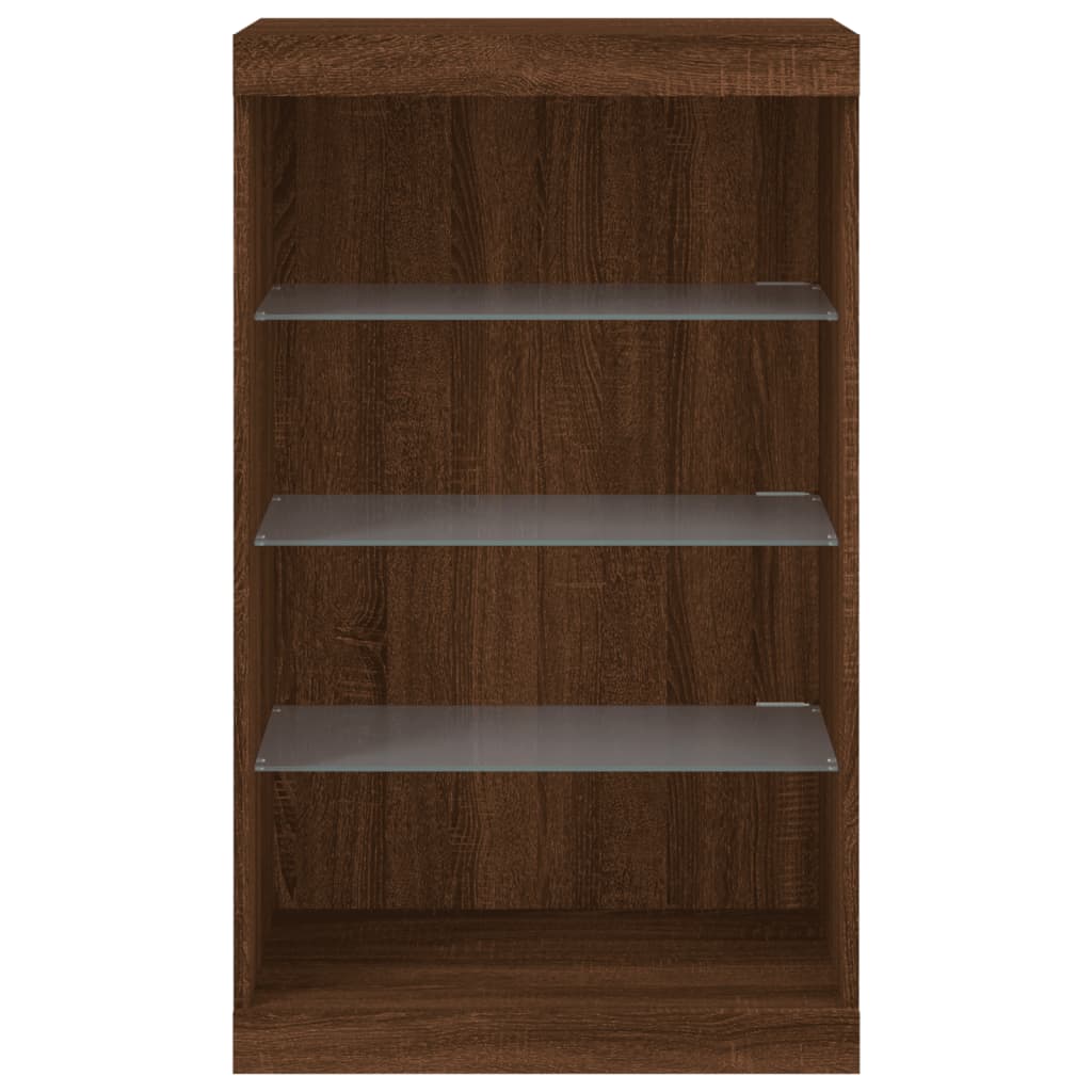 Sideboard with LED Lights Brown Oak 60,5x37x100 cm