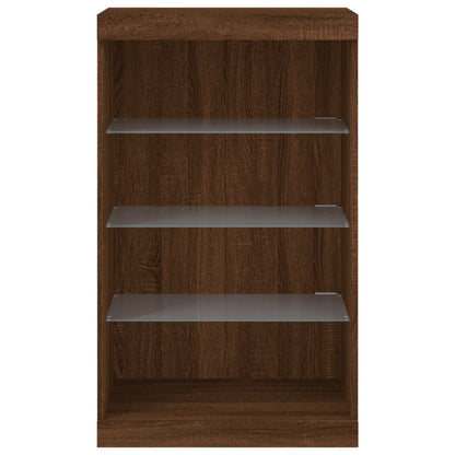 Sideboard with LED Lights Brown Oak 60,5x37x100 cm