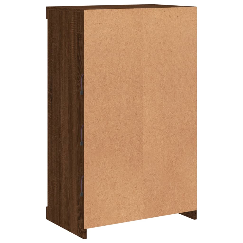 Sideboard with LED Lights Brown Oak 60.5x37x100 cm