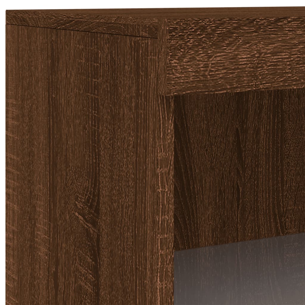 Sideboard with LED Lights Brown Oak 60,5x37x100 cm