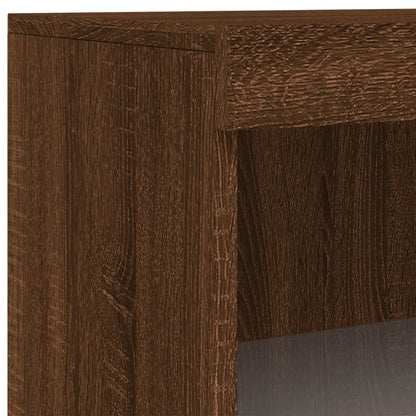 Sideboard with LED Lights Brown Oak 60,5x37x100 cm
