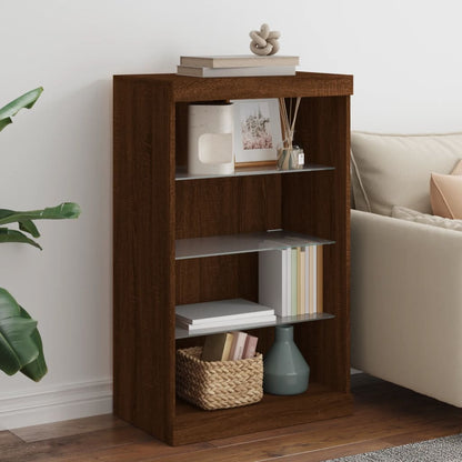 Sideboard with LED Lights Brown Oak 60,5x37x100 cm