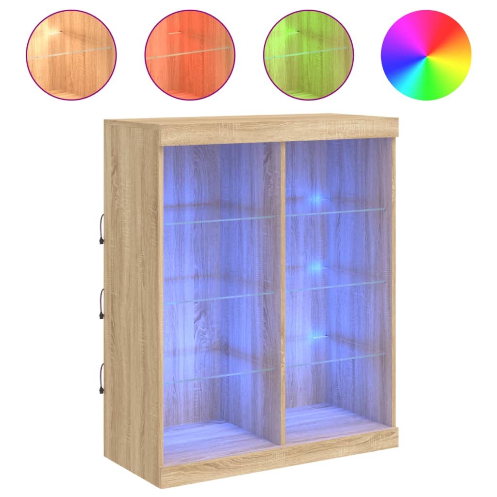 Sideboard with LED Lights Sonoma Oak 81x37x100 cm