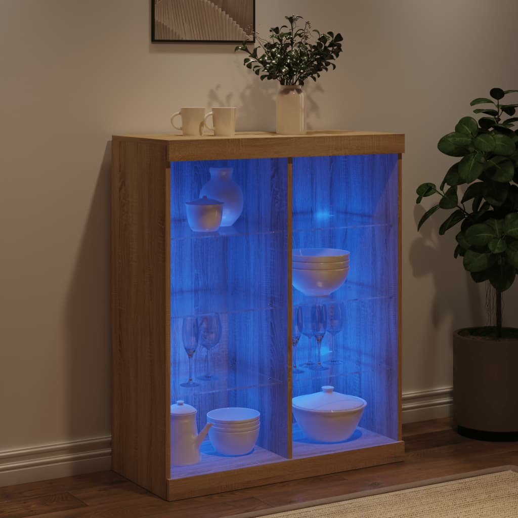 Sideboard with LED Lights Sonoma Oak 81x37x100 cm