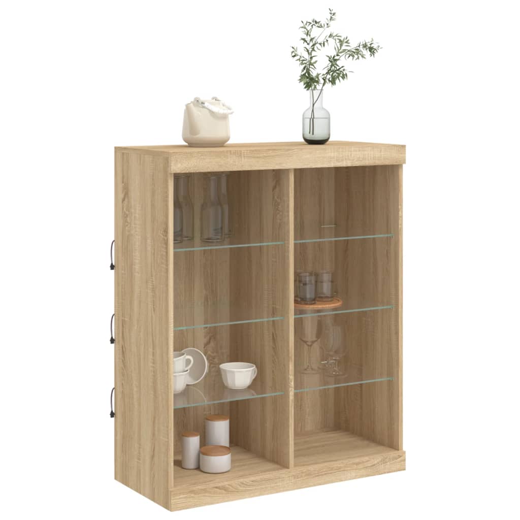 Sideboard with LED Lights Sonoma Oak 81x37x100 cm
