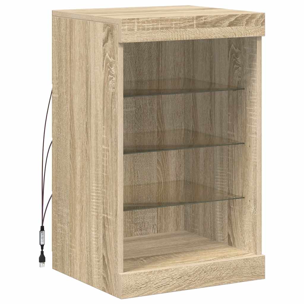 Sideboard with LED Lights Sonoma Oak 41x37x67 cm