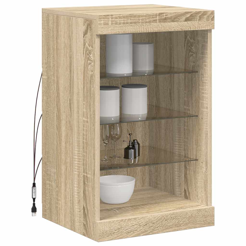Sideboard with LED Lights Sonoma Oak 41x37x67 cm