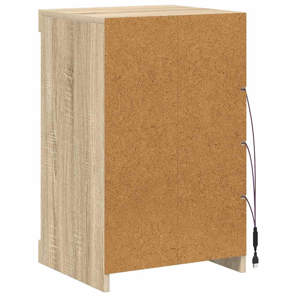 Sideboard with LED Lights Sonoma Oak 41x37x67 cm
